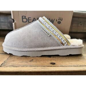 BEARPAW Tanya Suede Embellished Slipper Mule Women's Sz 8 NEW